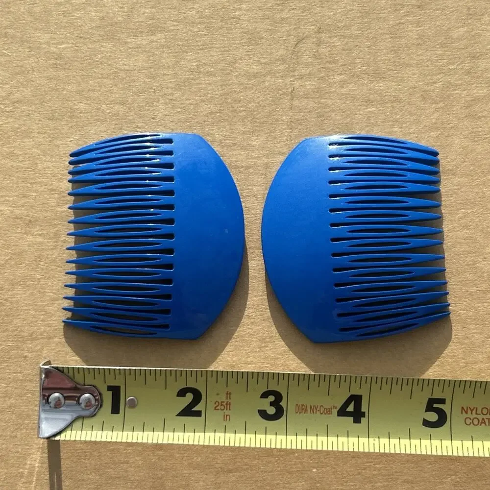Vintage Alexandre de Paris Blue Hair Comb Curved French Barrette Accessory 2.75”